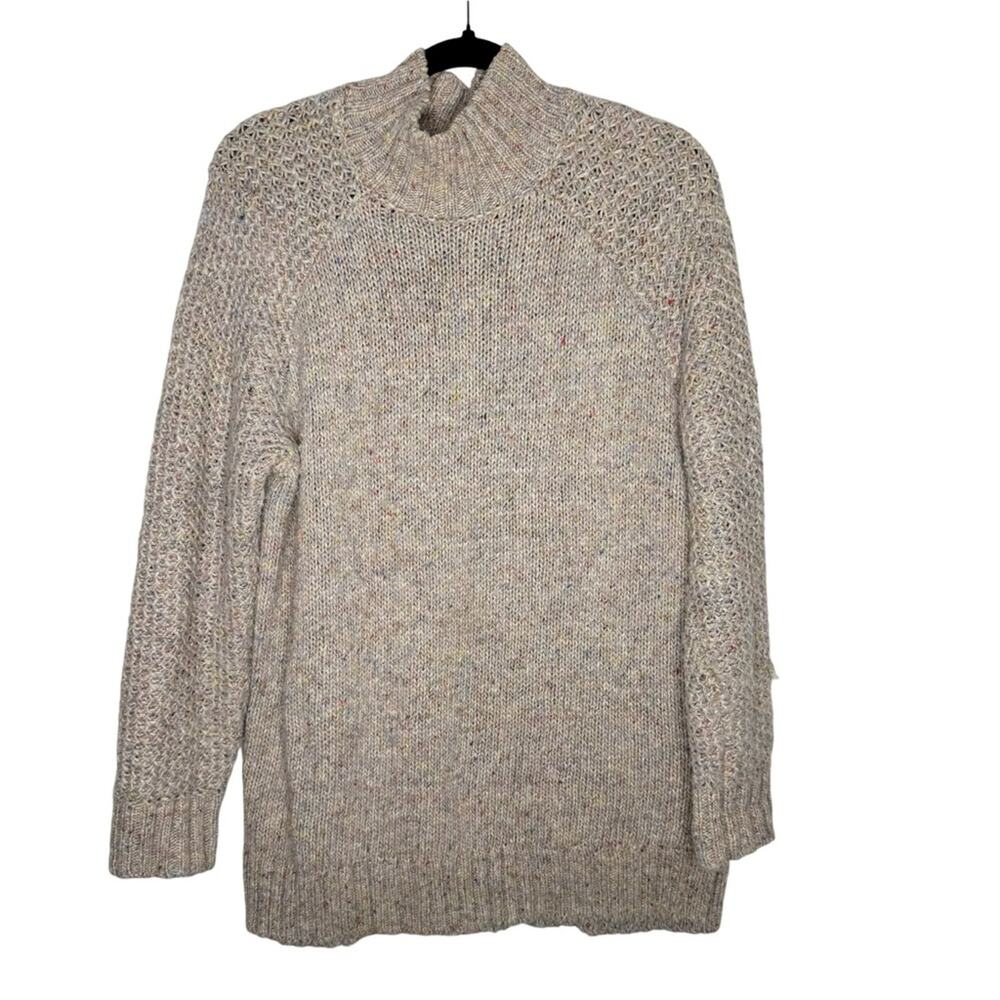PRANA / Ibid chunky knit mock neck wool blend tunic sweater / S